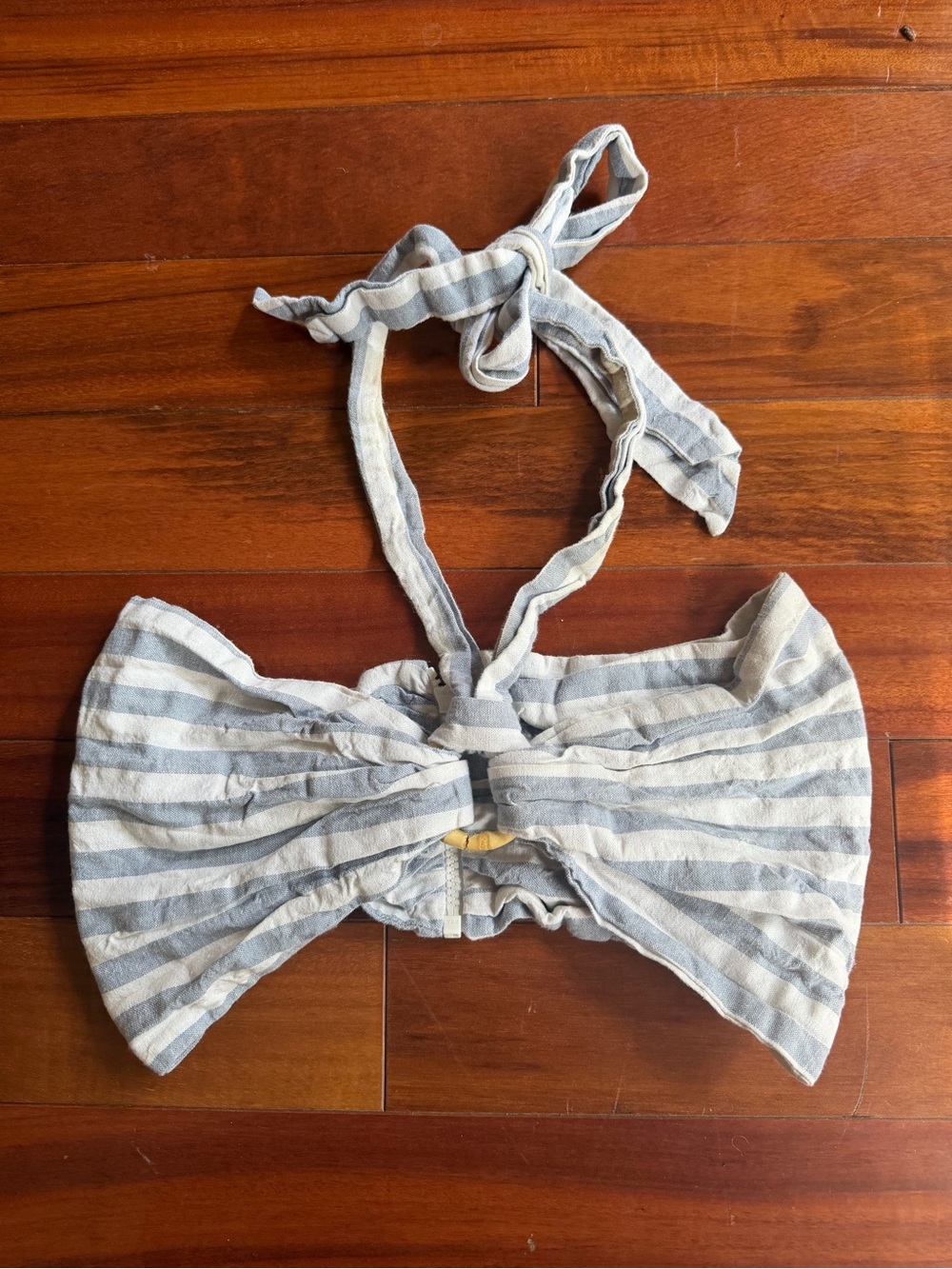 Striped Light Blue & White Tie-Back Crop Top